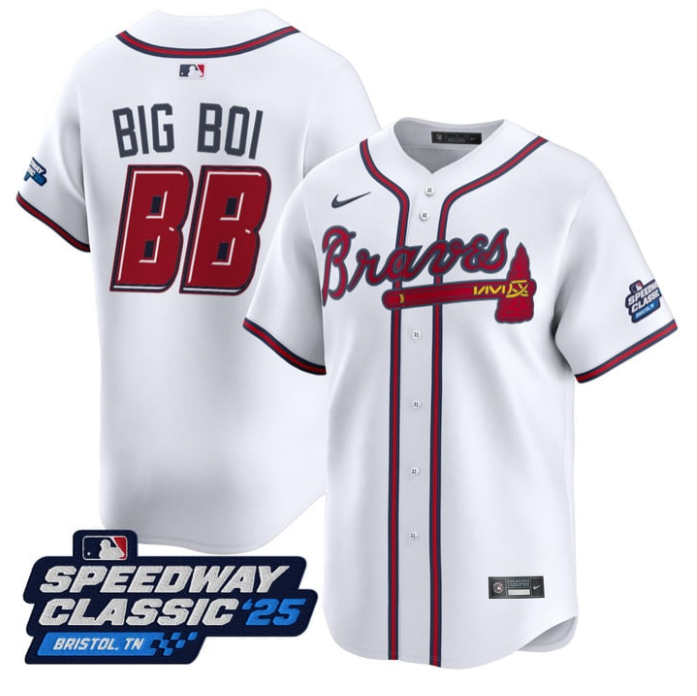 Big Boi Jersey #BB Atlanta Braves Speedway Classic Limited Stitched White
