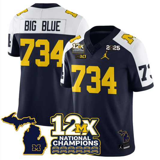 Big Blue Jersey #734 Michigan Wolverines 12x-Time National Champions
