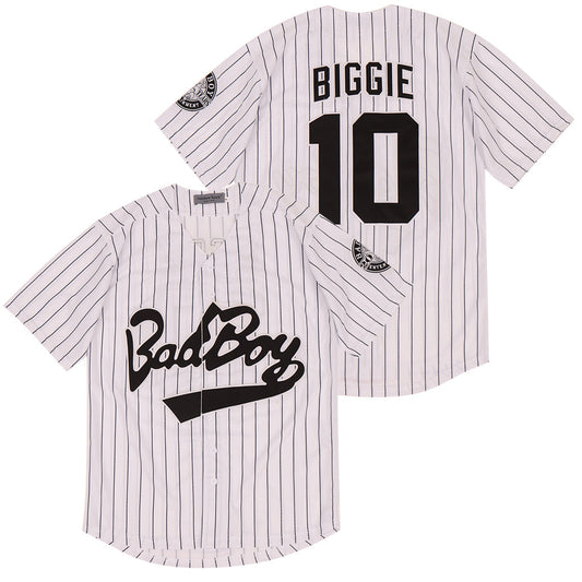 Biggie #10 Bad Boy Movie Baseball Jersey White