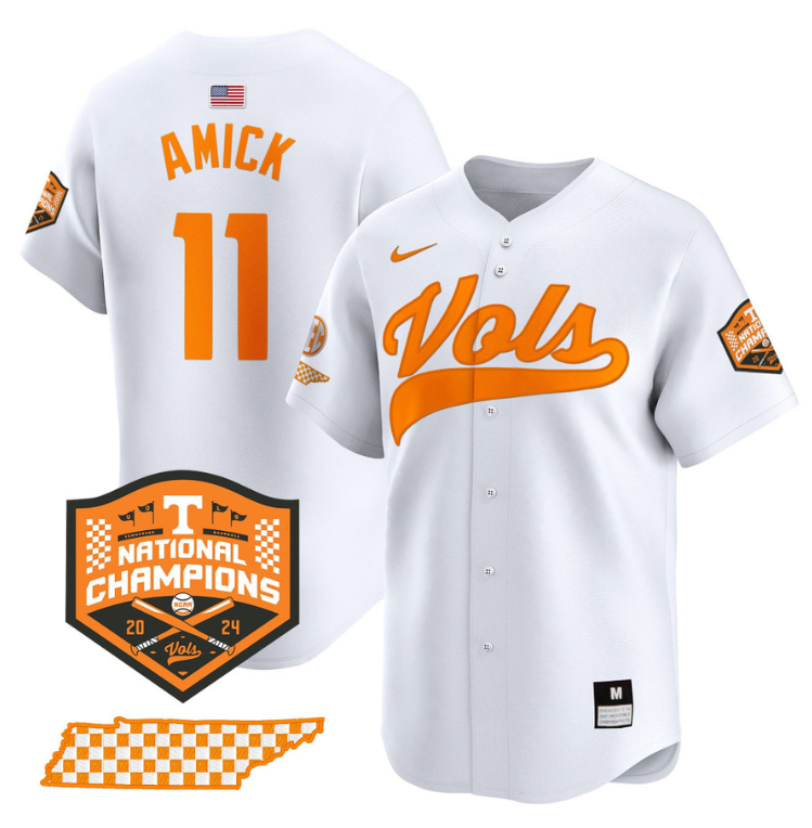 Billy Amick Jersey #11 Tennessee Vols 2024 Champions Stitched White