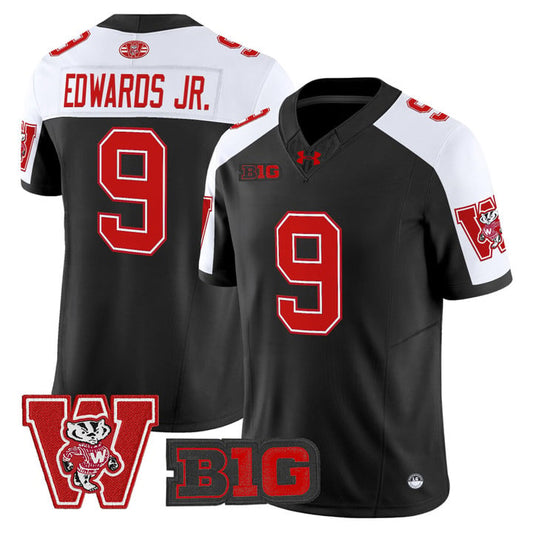 Billy Edwards Jr Jersey #9 Wisconsin Badgers Throwback Stitched Black Alter