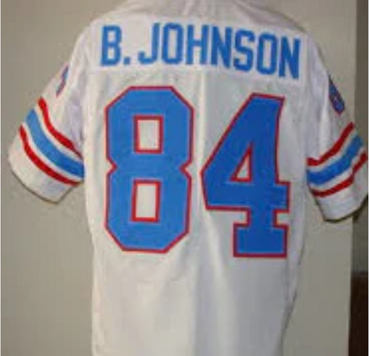 Billy White Shoes Johnson Jersey Houston Oilers Custom Throwback Football White