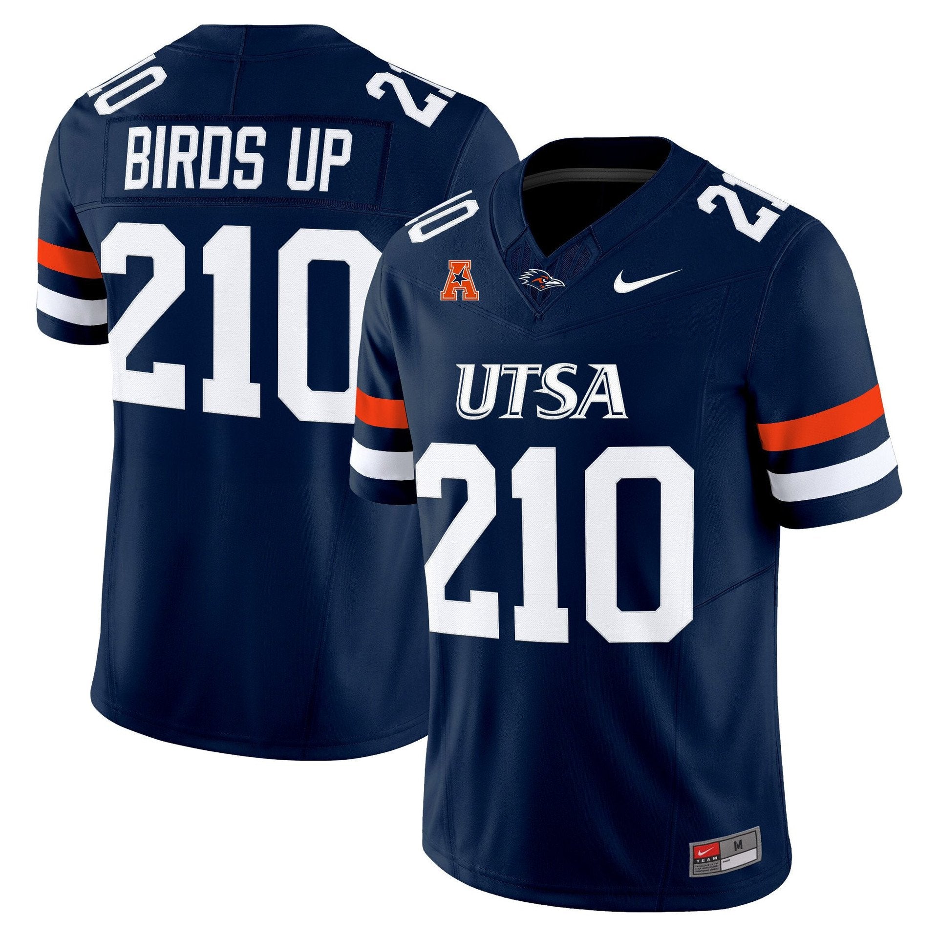 Birds Up Jersey #210 UTSA Roadrunners 2025 Vapor Limited Stitched Navy
