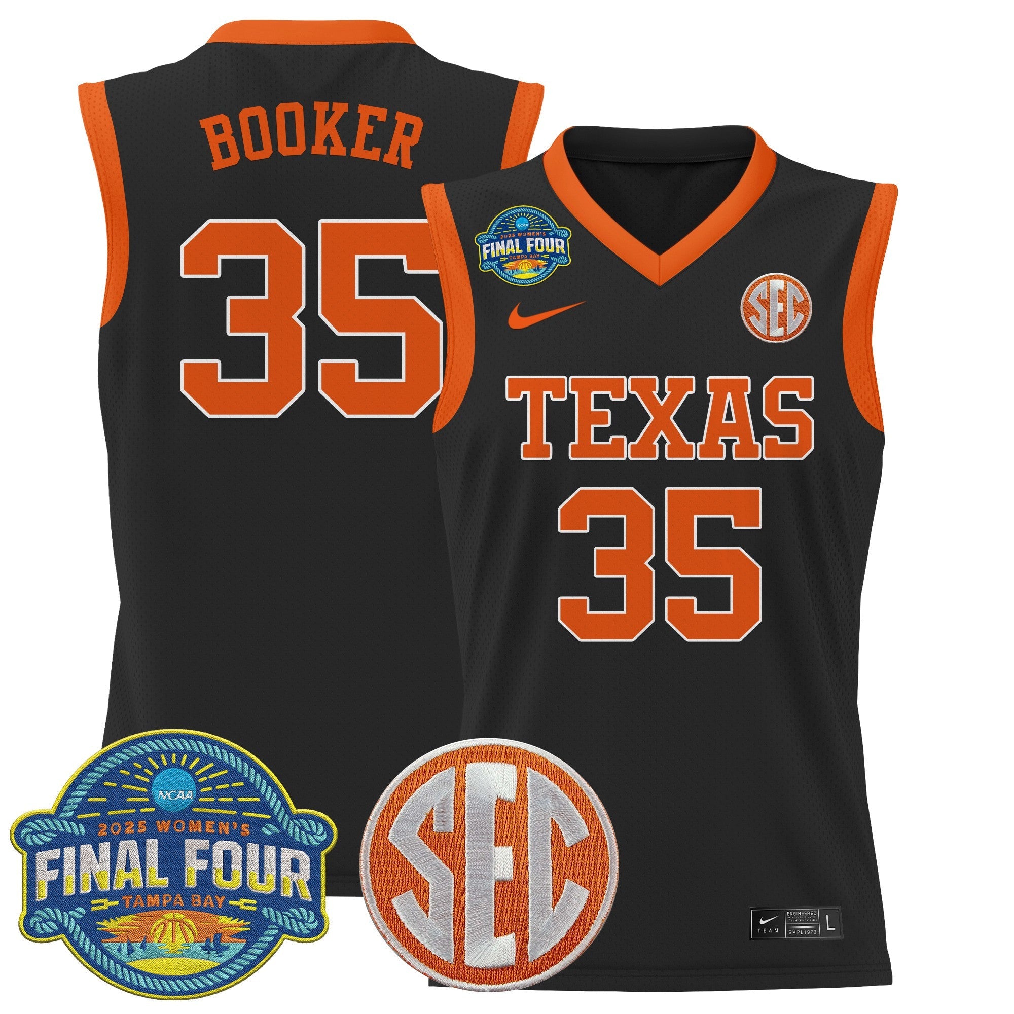 Madison Booker Jersey #35 Texas Longhorns 2025 Sec Final Four Patch Orange