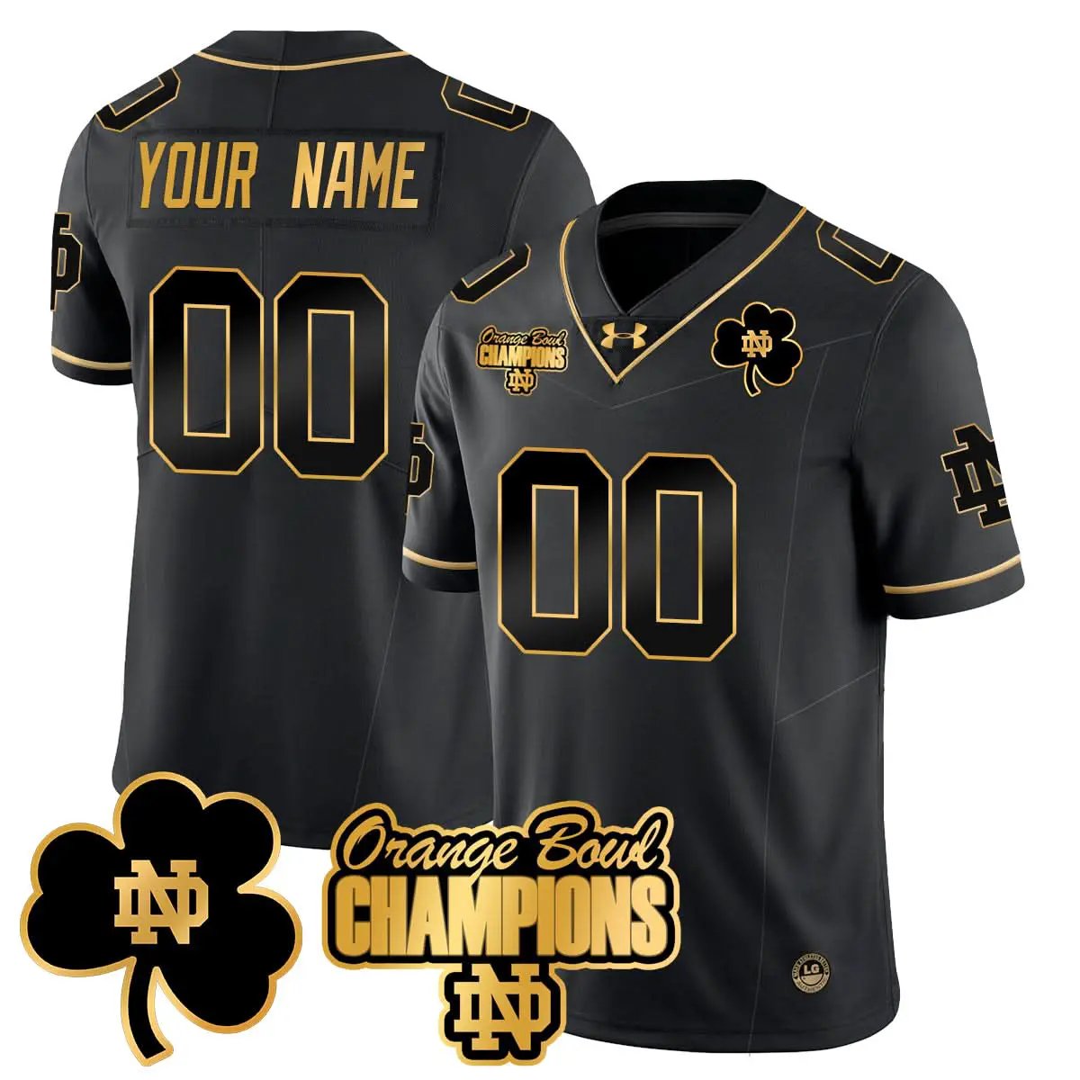 Custom Notre Dame Fighting Irish Football  2025 Orange Bowl Champions Jersey