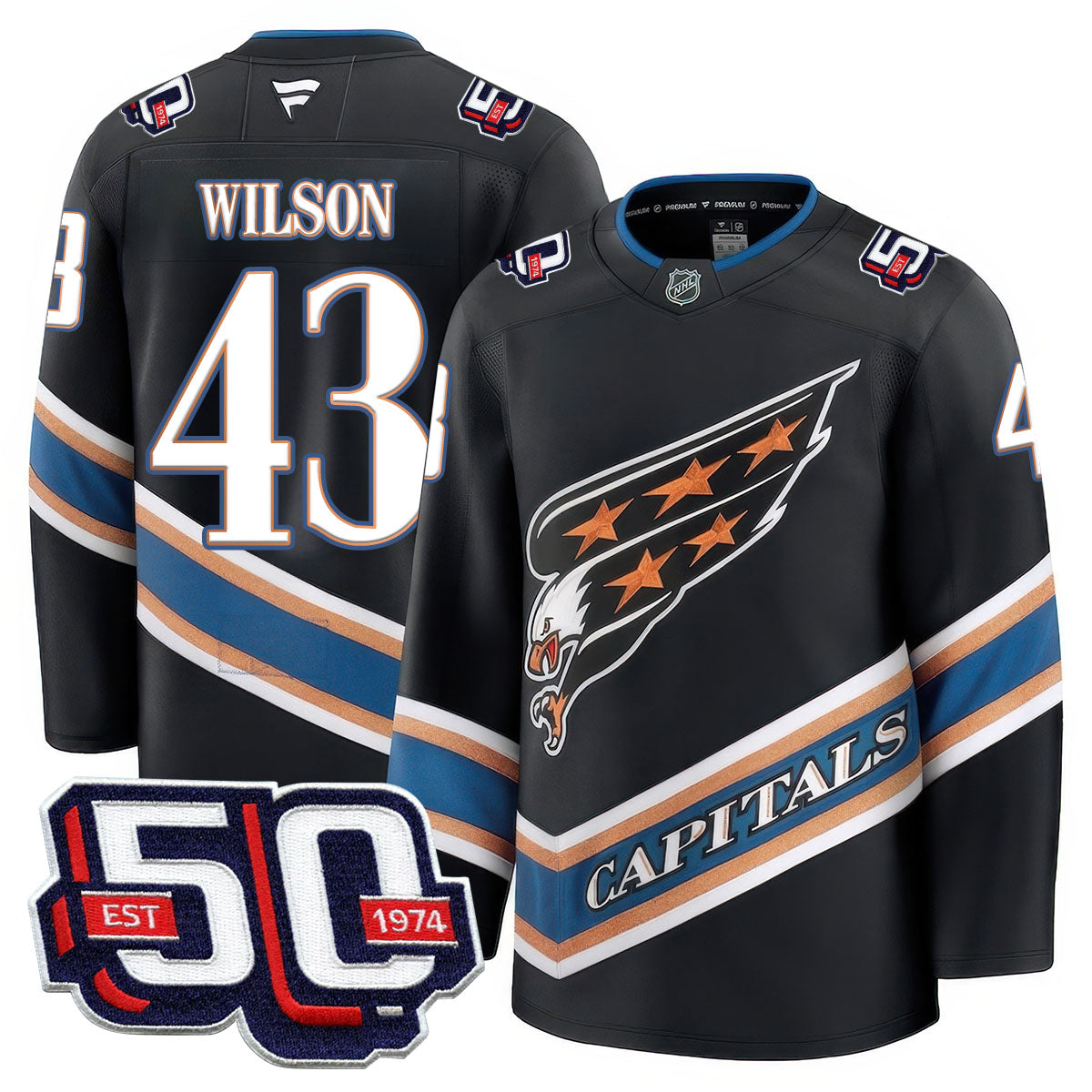 Men Washington Capitals 50th Anniversary Premium Jersey - All Stitched