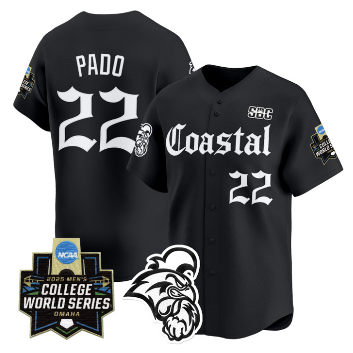 Blagen Pado Jersey #22 Coastal Carolina 2025 World Series Gothic Edition White