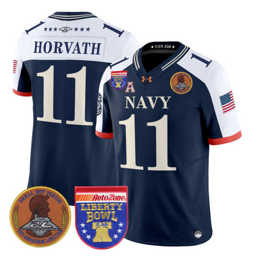 Blake Horvath Jersey #11 Navy Midshipmen 250th 2026 Liberty Bowl Stitched Navy Alternate