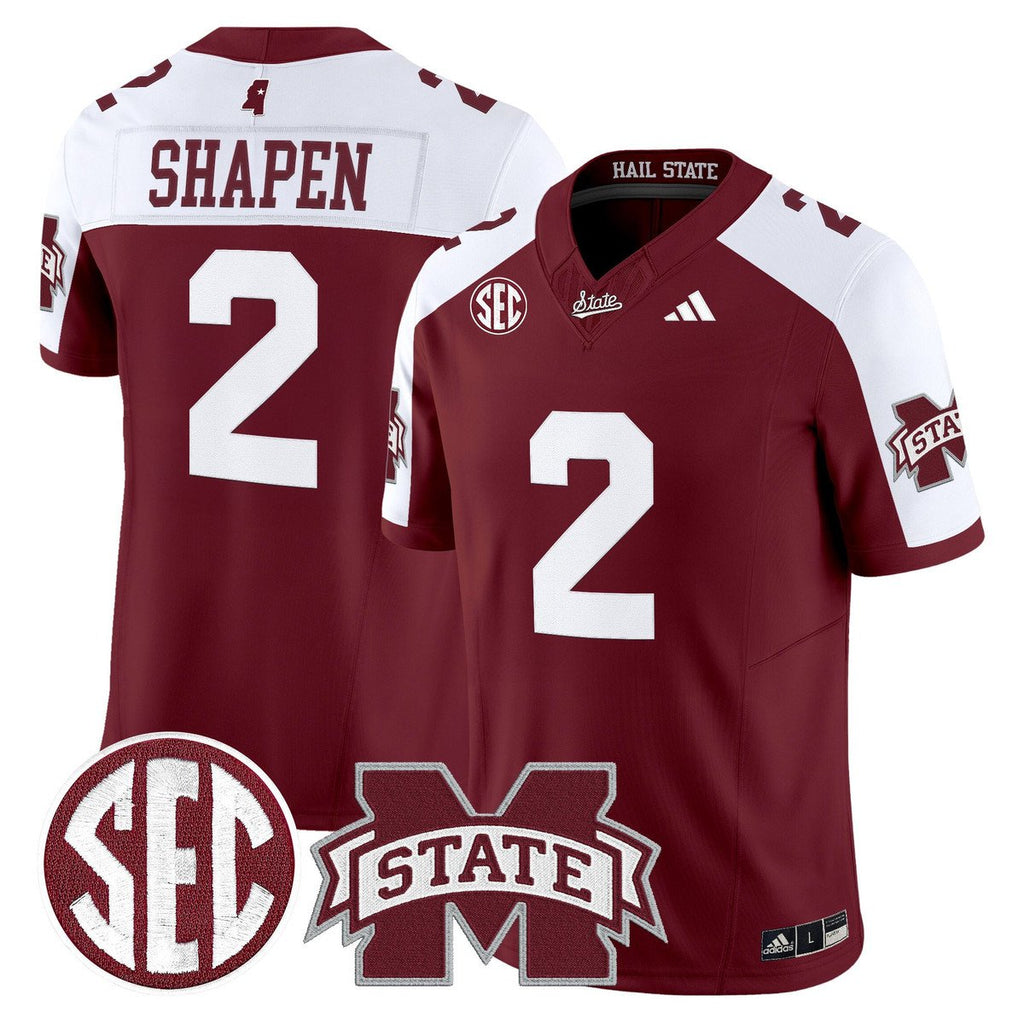 Blake Shapen Jersey #2 Mississippi State Bulldogs Dark Mode Stitched Maroon Alter