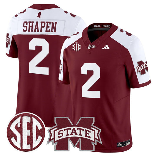 Blake Shapen Jersey #2 Mississippi State Bulldogs Dark Mode Stitched Maroon Alter