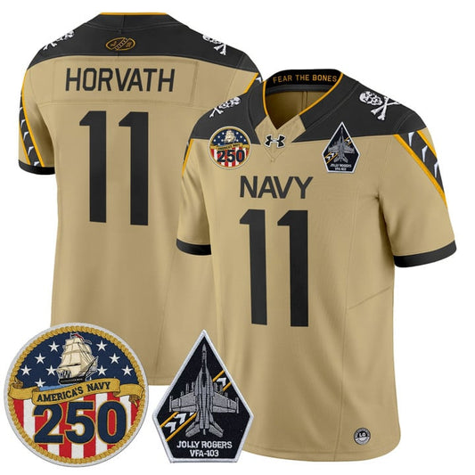 Blake Horvath Jersey #11 Navy Midshipmen Jolly Rogers 250th Patch Stitched