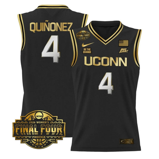 Blanca Quiñonez Jersey #4 UConn Huskies 2026 Final Four Stitched Black Gold