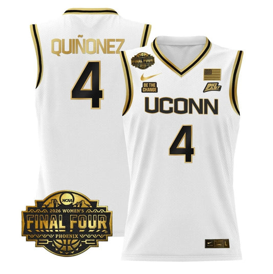 Blanca Quiñonez Jersey #4 UConn Huskies 2026 Final Four Stitched White Gold