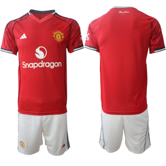 Blank Jersey Manchester United Red Home 2025-26 Soccer Suit