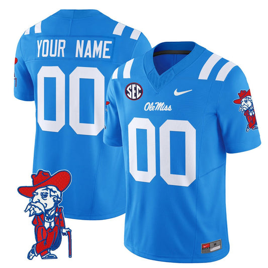 Custom Ole Miss Rebels Jersey Name, Number 2025 V2 Stitched Powder Blue