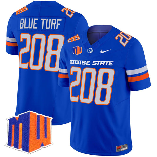 Blue Turf Jersey #208 Boise State Broncos 2025 Vapor Stitched Royal