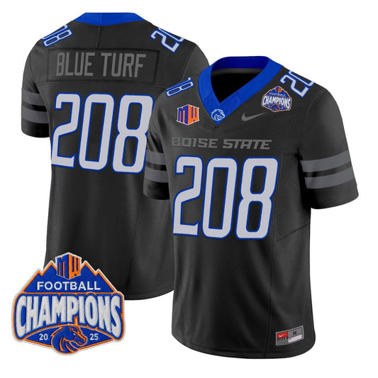 Blue Turf Jersey #208 Boise State Broncos 2025 Mountain West Champions