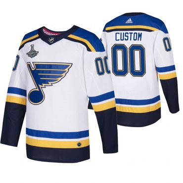 Blues Customized White 2019 Stanley Cup Champions Jersey