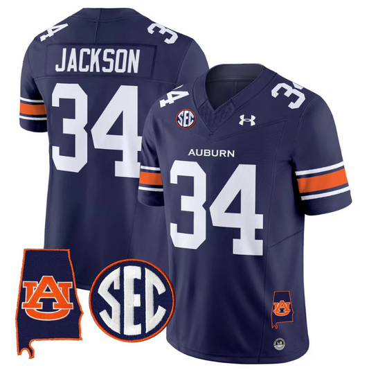 Bo Jackson Jersey #34 Auburn Tigers 2025 Alabama Patch Stitched Navy