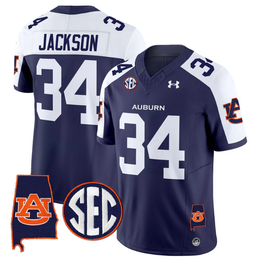 Bo Jackson Jersey #34 Auburn Tigers 2025 Alabama Patch Stitched Navy Alter