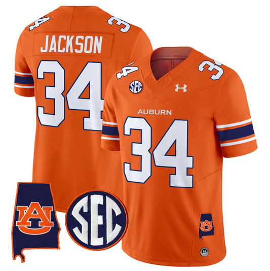 Bo Jackson Jersey #34 Auburn Tigers 2025 Alabama Patch Stitched Orange