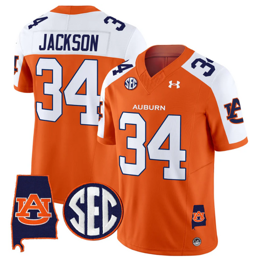Bo Jackson Jersey #34 Auburn Tigers 2025 Alabama Patch Stitched Orange Alter