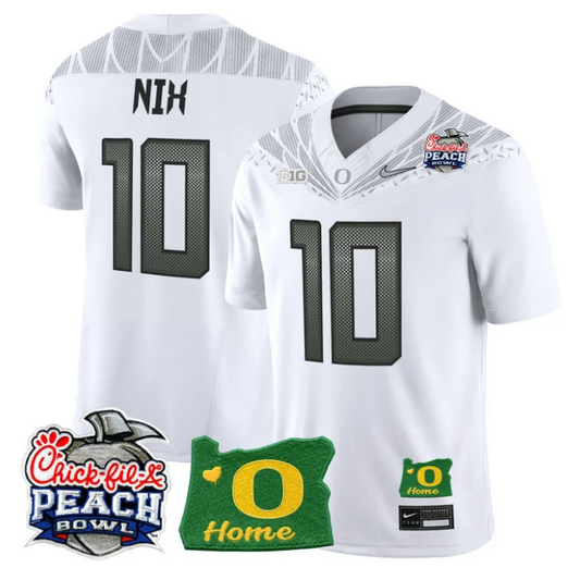 Bo Nix Jersey #10 Oregon Ducks 2026 Peach Bowl Oregon State Stitched White