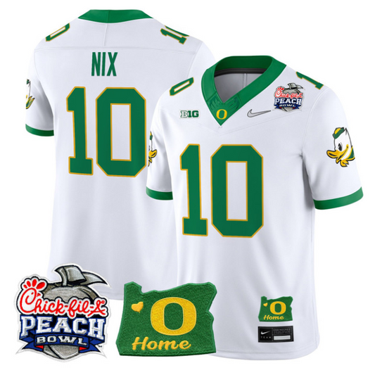 Bo Nix Jersey #10 Oregon Ducks 2026 Peach Bowl Oregon State Stitched White Altermate