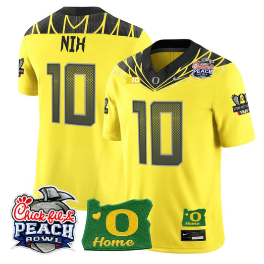 Bo Nix Jersey #10 Oregon Ducks 2026 Peach Bowl Oregon State Stitched Yellow