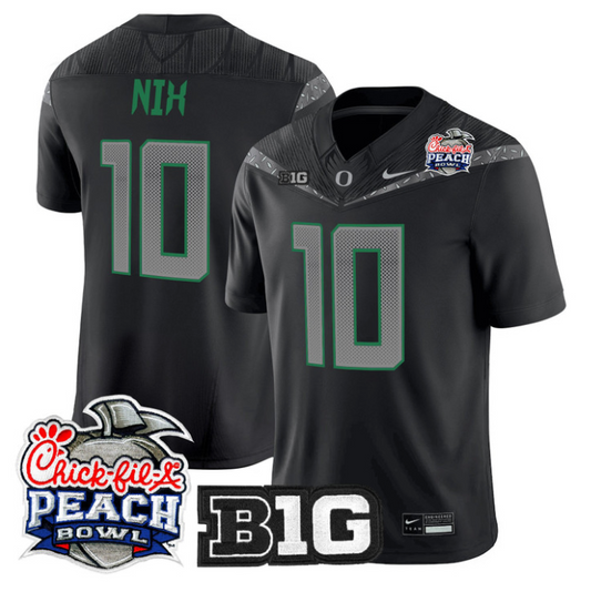 Bo Nix Jersey #10 Oregon Ducks 2026 Peach Bowl Patch Limited Stitched
