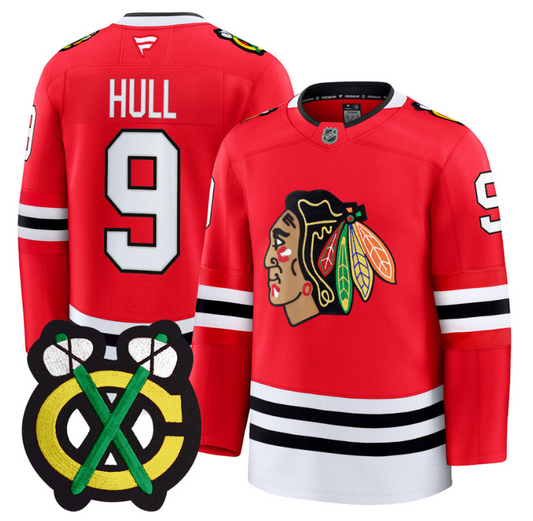 Bobby Hull Jersey #9 Chicago Blackhawks Premium All Stitched Red