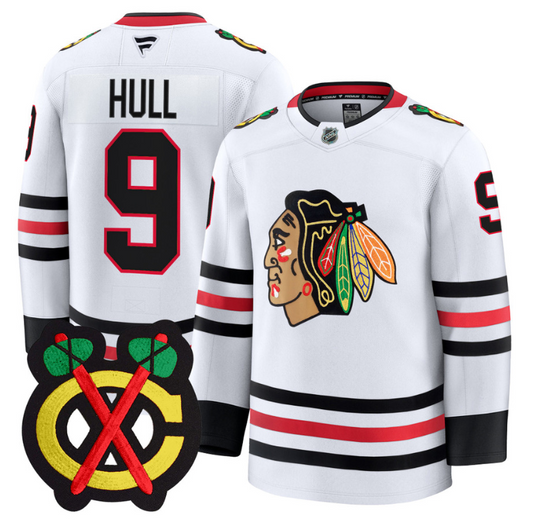 Bobby Hull Jersey #9 Chicago Blackhawks Premium All Stitched White