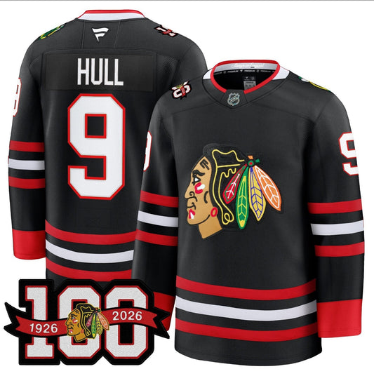 Bobby Hull Jersey #9 Chicago Blackhawks 2025-26 Premium 100th Stitched