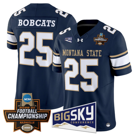 Bobcats Jersey #25 Montana State Bobcats 2026 Football Championship Navy