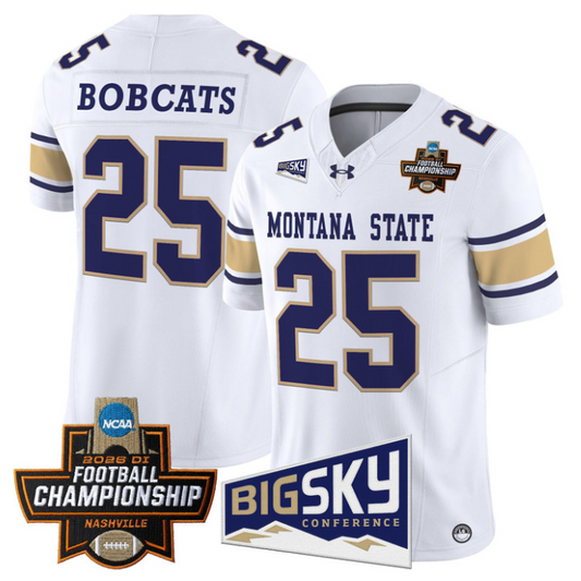 Bobcats Jersey #25 Montana State Bobcats 2026 Football Championship White