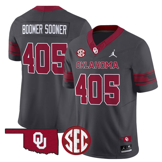 Boomer Sooner Jersey #405 Oklahoma Sooners 2025 Limited Stitched Anthracite