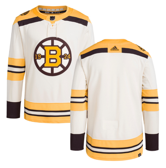 Boston Bruins 100th Anniversary Primegreen Third Men Jersey Cream