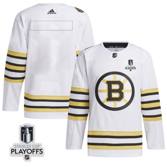 Boston Bruins 2024 NHL Playoffs Patch Away Jersey - Men, White