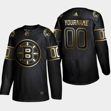 Boston Bruins Customized Black Gold Jersey