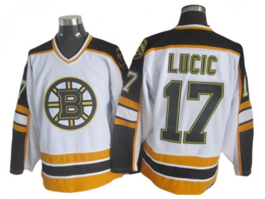Boston Bruins #17 Milan Lucic White 1992 75th Vintage CCM Jersey