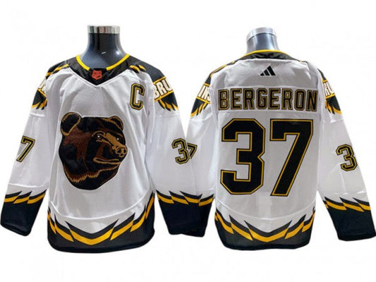 Boston Bruins #37 Patrice Bergeron White 2022&23 Reverse Retro Jersey