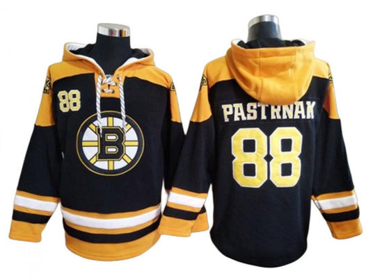Boston Bruins #88 David Pastrnak Black Ageless Must-Have Lace-Up Pullover Hoodie