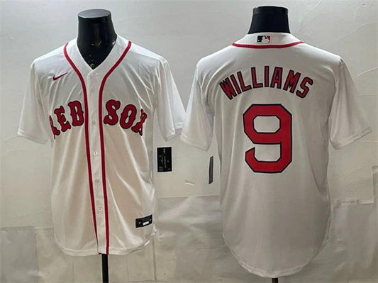 Boston Red Sox #9 Ted Williams White Cool Base Stitched Baseball Jersey