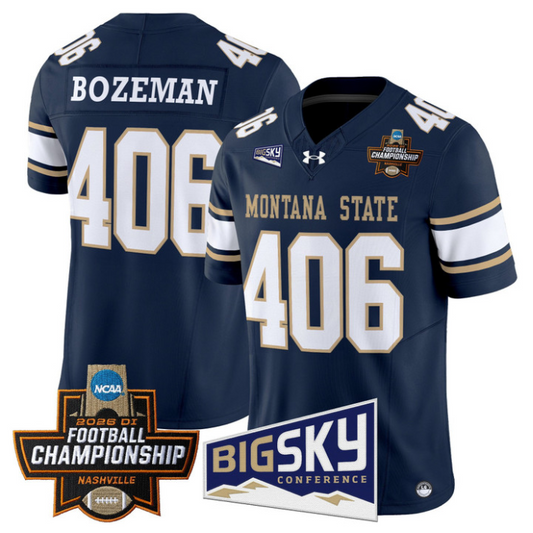 Bozeman Jersey #406 Montana State Bobcats 2026 Football Championship Navy