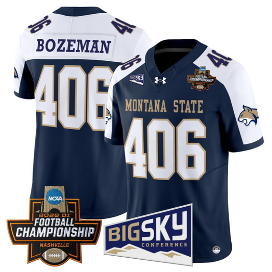 Bozeman Jersey #406 Montana State Bobcats 2026 Football Championship Navy Alternate
