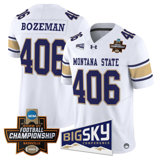 Bozeman Jersey #406 Montana State Bobcats 2026 Football Championship White