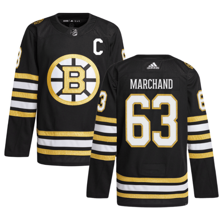 Brad Marchand 63 Boston Bruins 100th Anniversary Primegreen Home Men Jersey Black