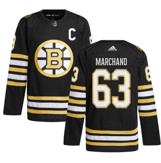 Brad Marchand 63 Boston Bruins 100th Anniversary Primegreen Home Men Jersey Black