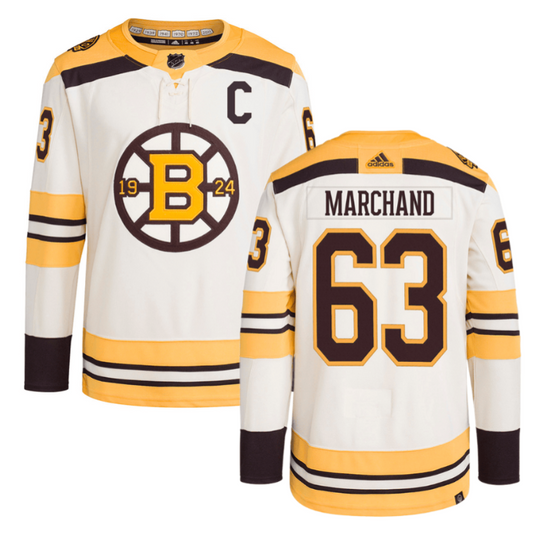 Brad Marchand 63 Boston Bruins 100th Anniversary Primegreen Third Men Jersey Cream