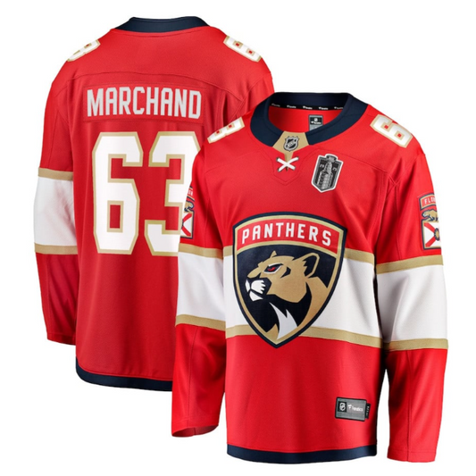 Brad Marchand 63 Florida Panthers 2025 Stanley Cup Final Home Breakaway Men Jersey Red